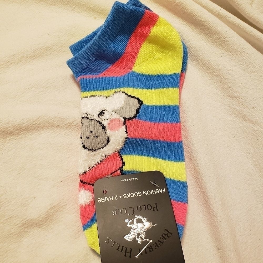 pink and blue stripe Neon Ankle bulldog Socks
